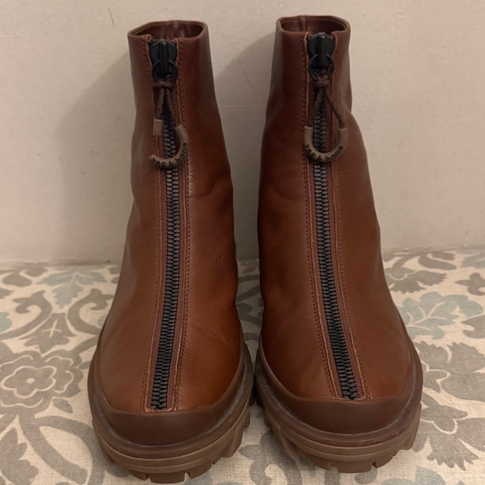 rag & bone Brown Ankle Boots with Front Zipper